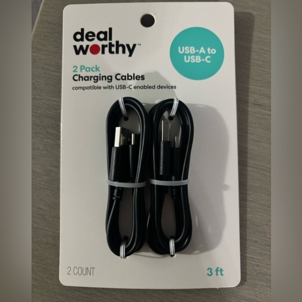 Black USB-A to USB-C Charging Cables - 2 Pack
